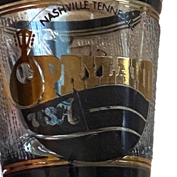Vintage Opryland USA Nashville Tennessee Gold Black Clear Shot Glass Souvenir - Picture 5 of 7